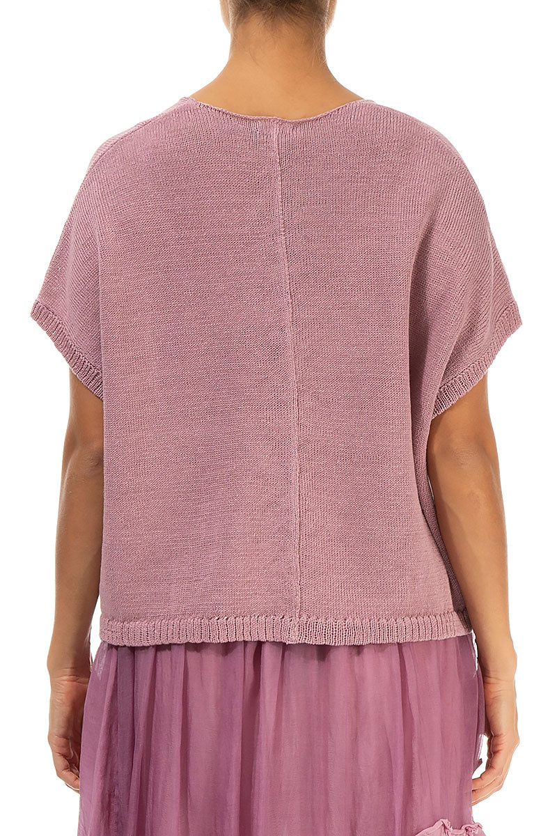 Boxy V-Neck Mauve Pink Linen Vest 2