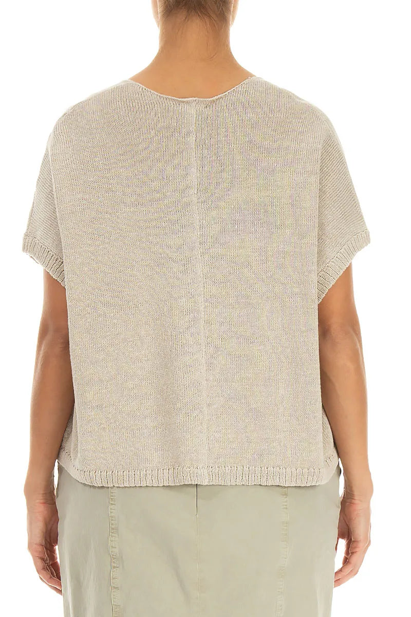 Boxy V-Neck Natural Linen Vest 2