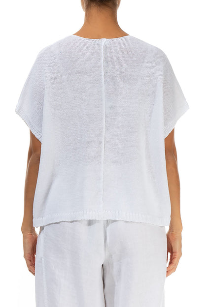 Boxy V-Neck White Linen Vest 2