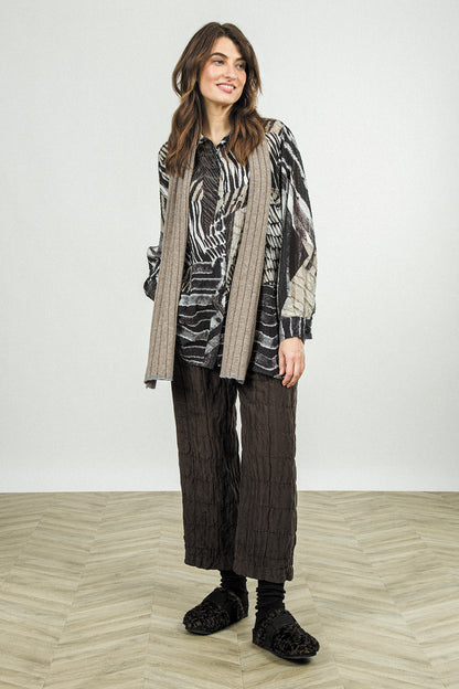 Boxy Wild Ink Textured Silk Shirt 7