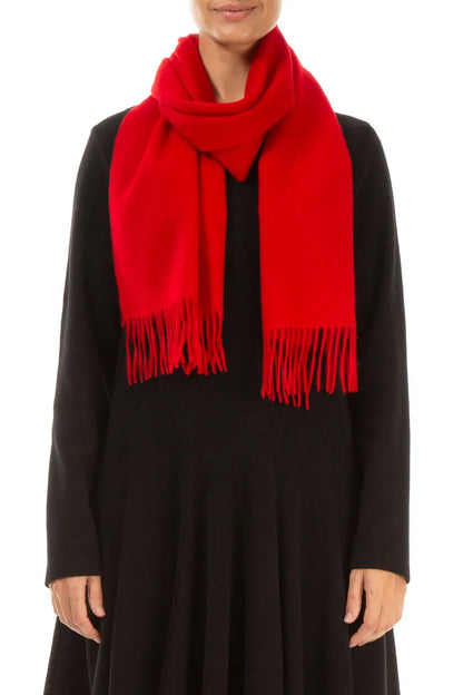 Bright Red Mulberry Silk Scarf 1