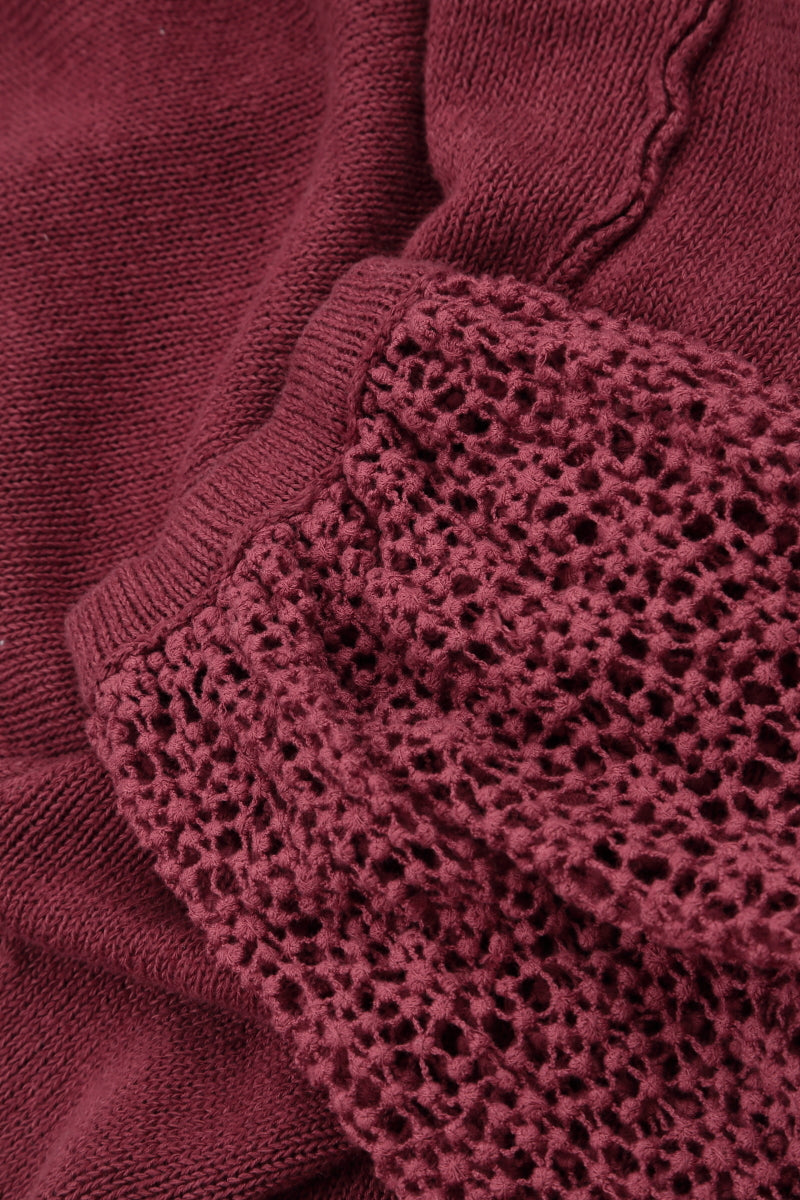 Broderie Sleeve Antique Ruby Linen Jumper 6