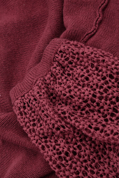 Broderie Sleeve Side Antique Ruby Linen Jumper 5