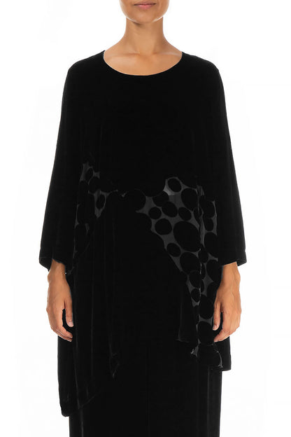Bubble Pattern Black Silk Velvet Tunic 1