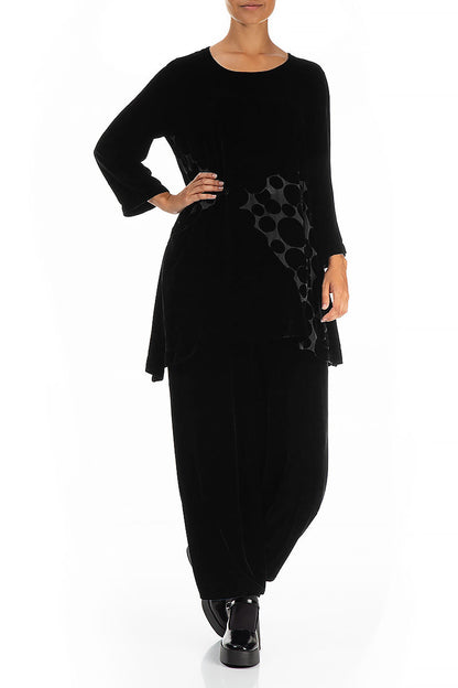 Bubble Pattern Black Silk Velvet Tunic 4
