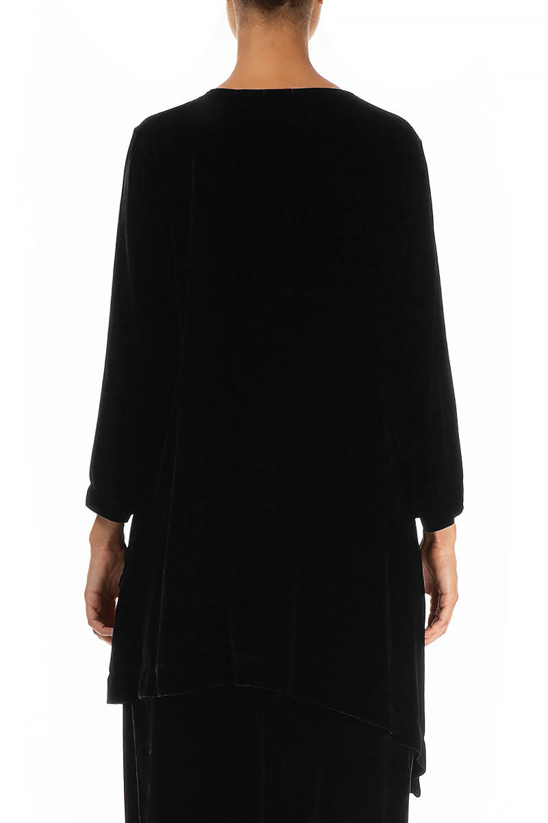 Bubble Pattern Black Silk Velvet Tunic 2