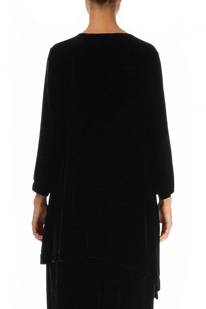 Bubble Pattern Black Silk Velvet Tunic 2