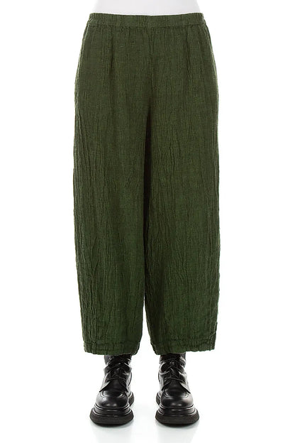 Bubble Shamrock Green Mélange Linen Trousers 1