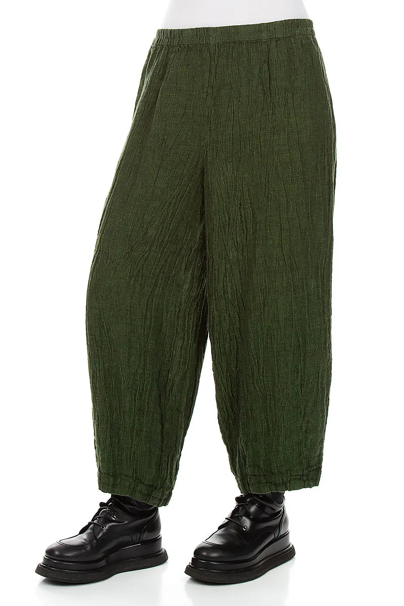 Bubble Shamrock Green Mélange Linen Trousers 3