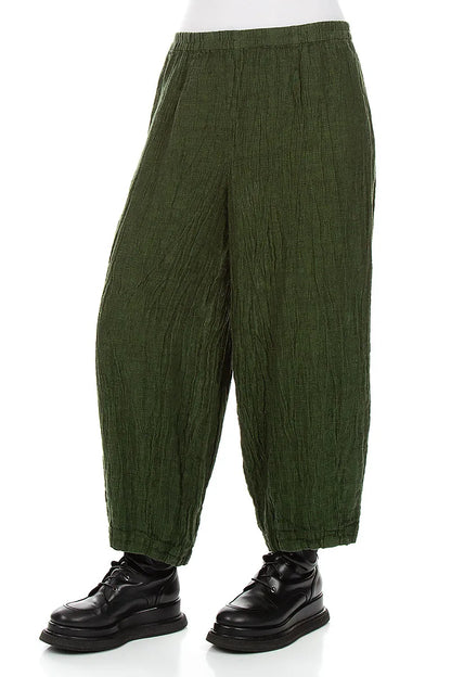 Bubble Shamrock Green Mélange Linen Trousers 3