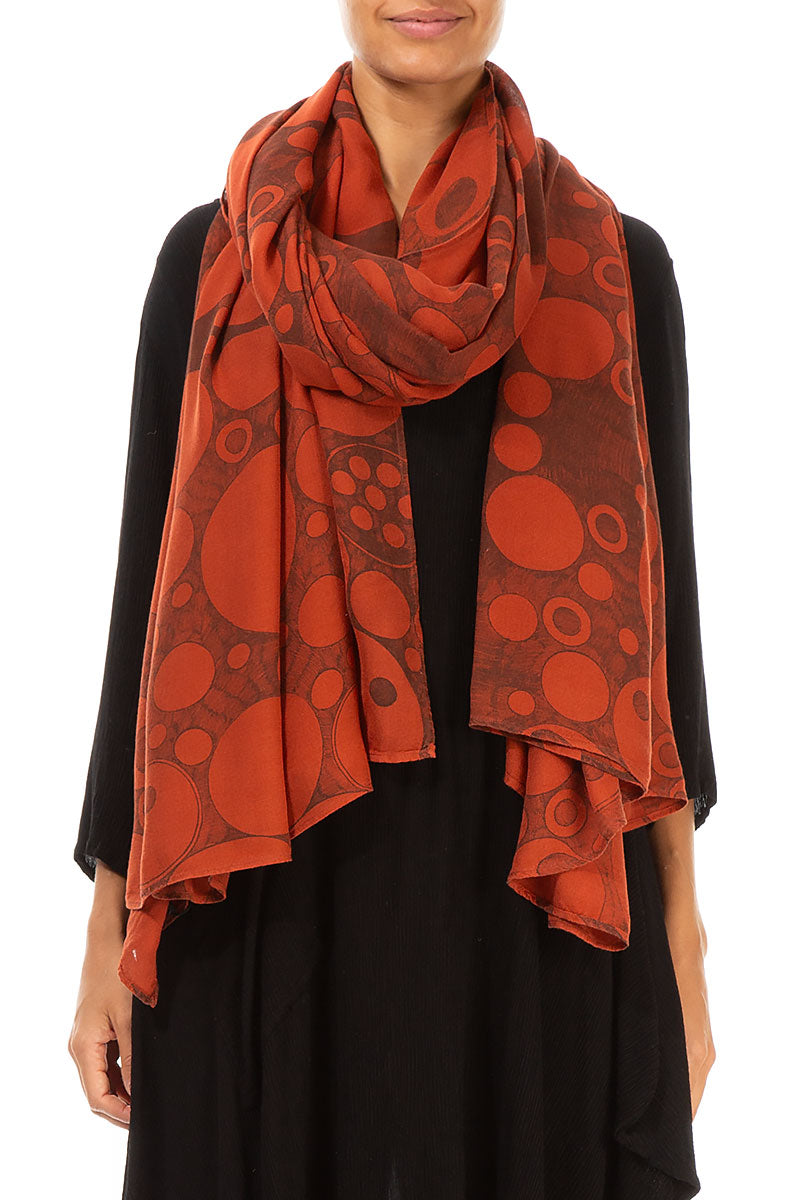 Bubbles Print Brick Silk Scarf 1