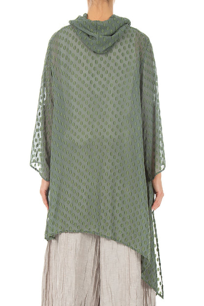Bubbly Pattern Asymmetric Sage Silk Tunic