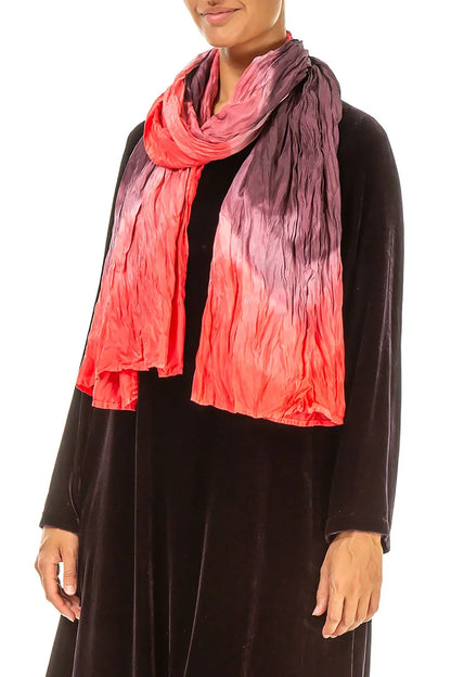 Burgundy Flame Ombré Pure Silk Scarf 3