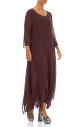 Burgundy Layered Silk Maxi Dress 3