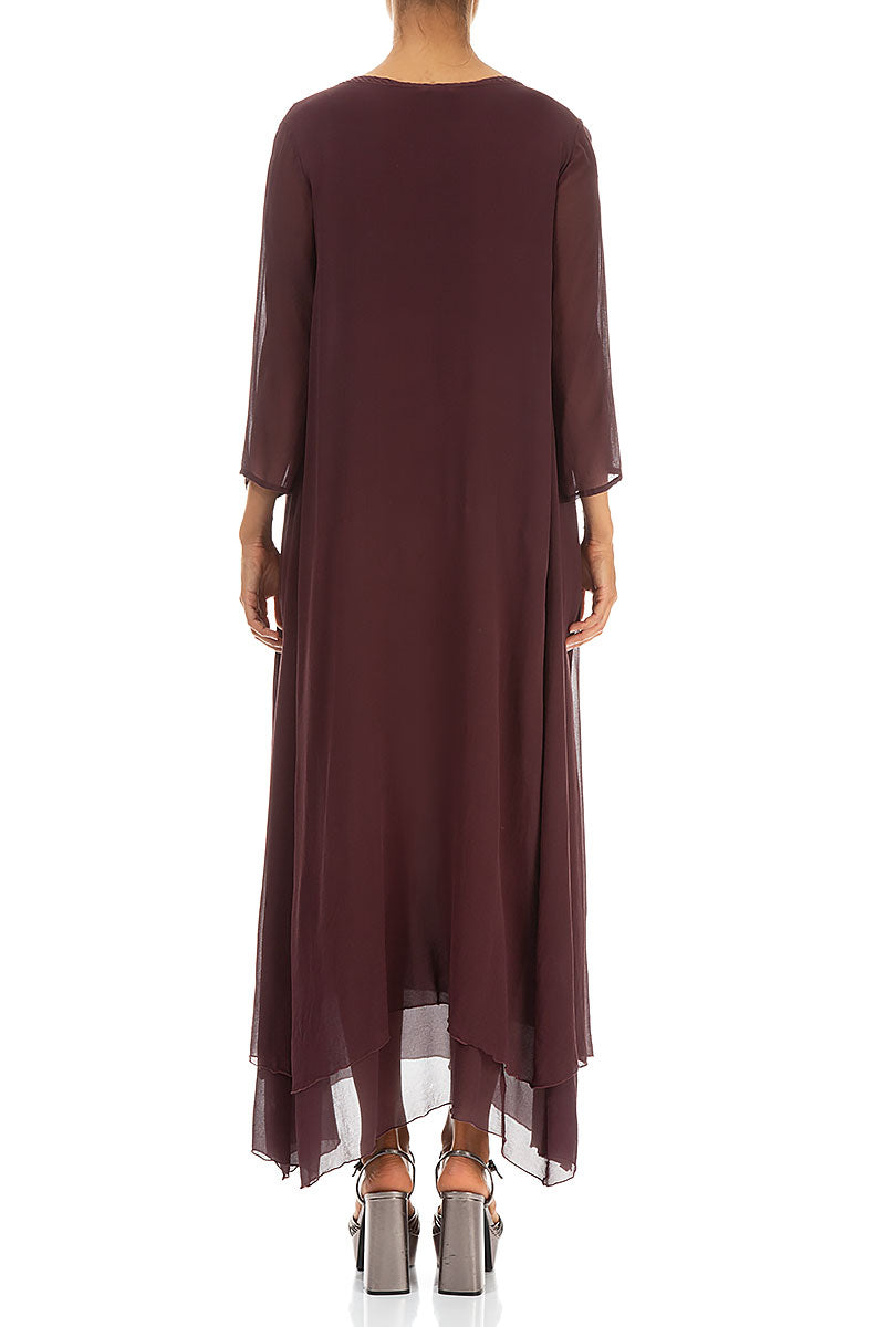 Burgundy Layered Silk Maxi Dress 2