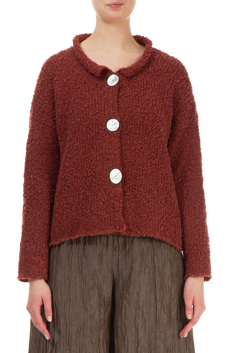 Burnt Brick Alpaca Wool Cardigan 1