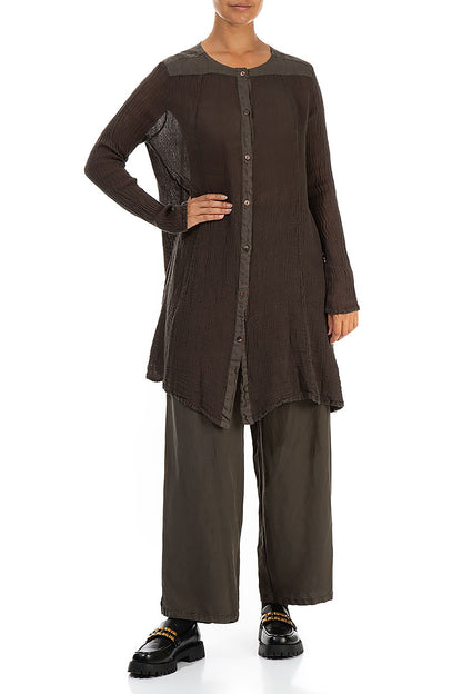 Button-Up Brown Linen Tunic 4