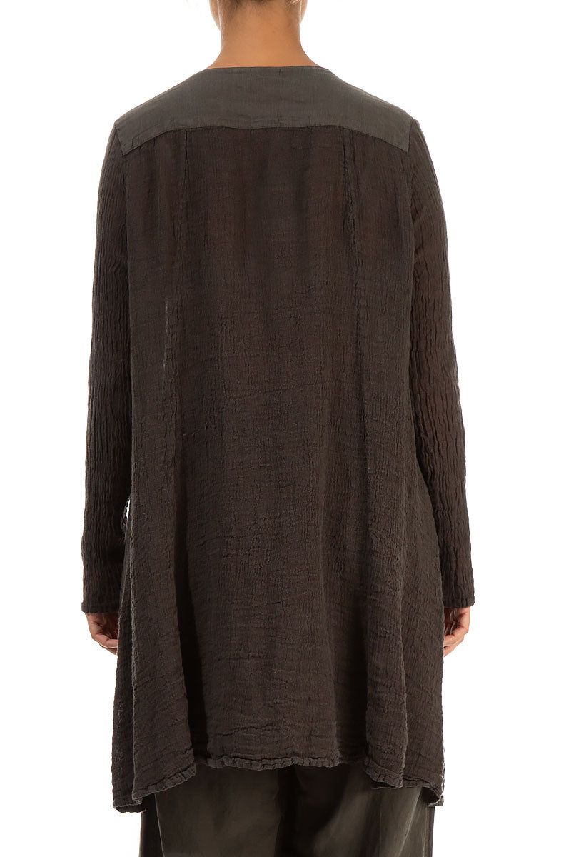 Button-Up Brown Linen Tunic 2