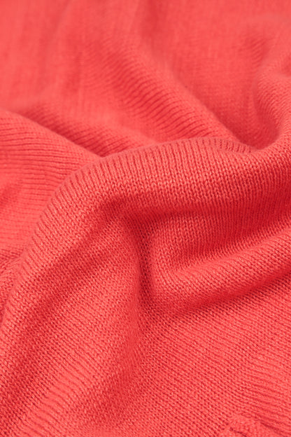 Button Band Boxy Coral Linen Cardigan 5