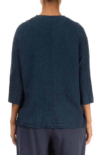 Button Front Royal Blue Linen Jacket 2