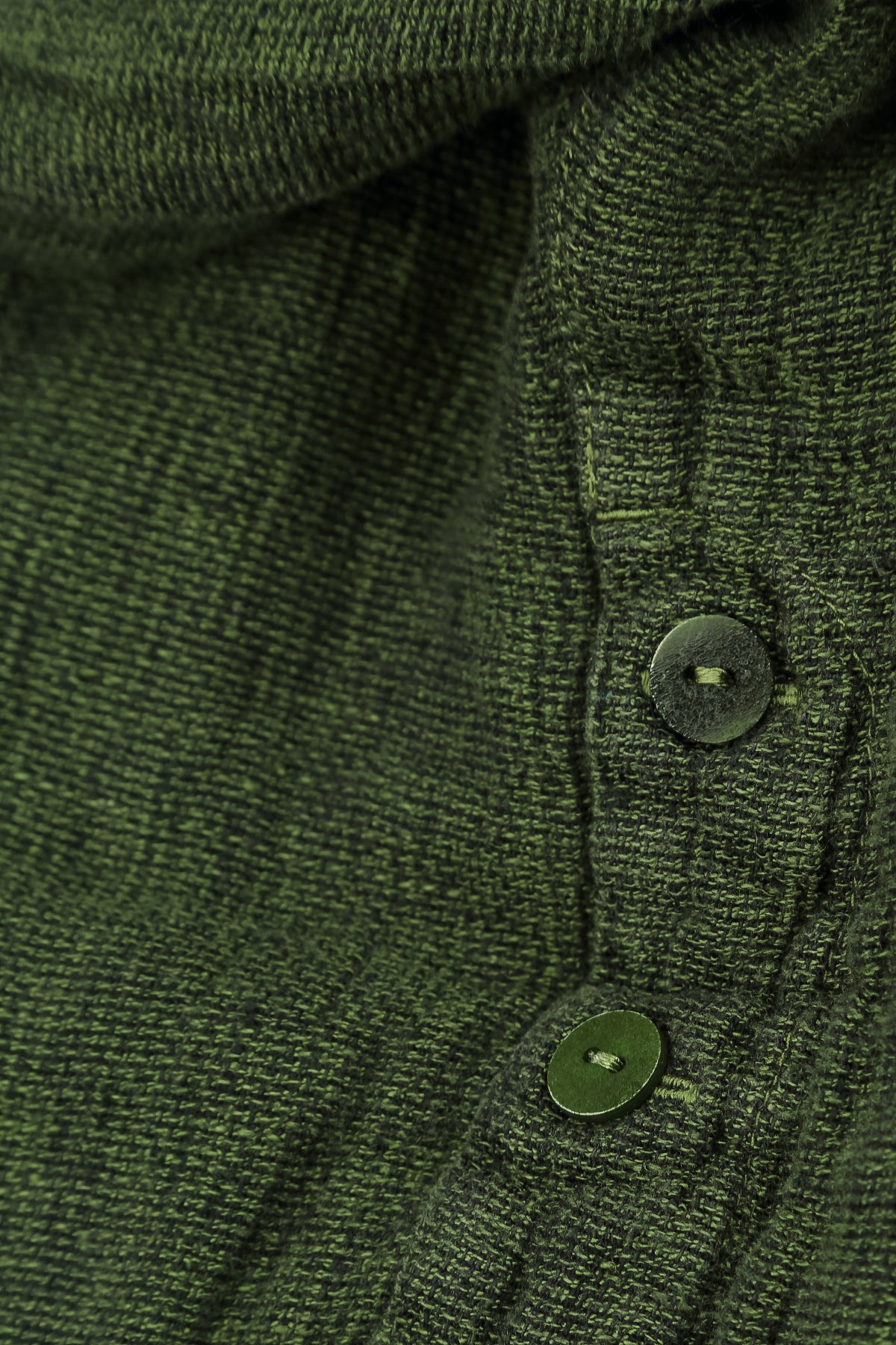 Pantalon en Lin mélangé Vert trèfle à boutons sur le devant