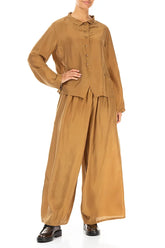 Buttoned Aged Copper Pure Silk Jacket 4