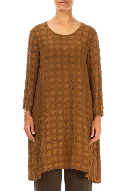 Buttoned Back Bubble Aged Copper Silk Tunic 1