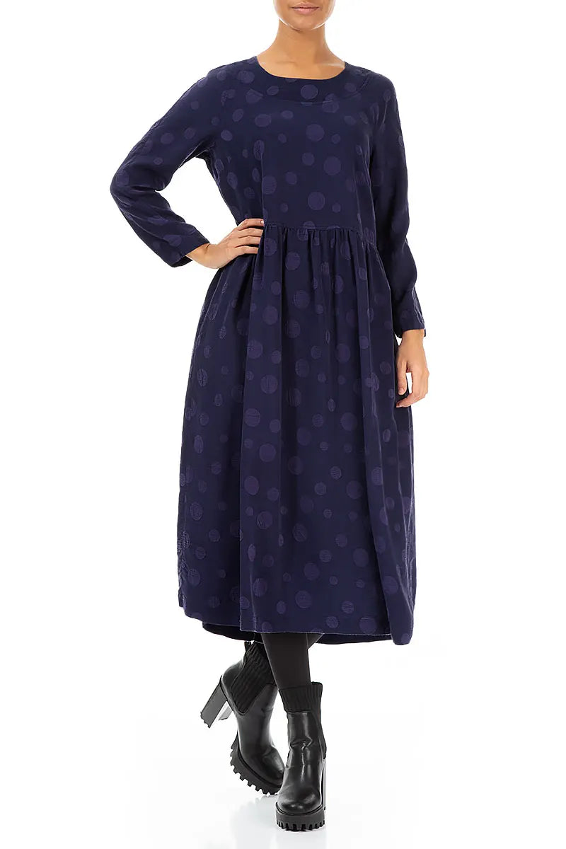 Buttoned Back Bubble Royal Purple Silk Cotton Dress