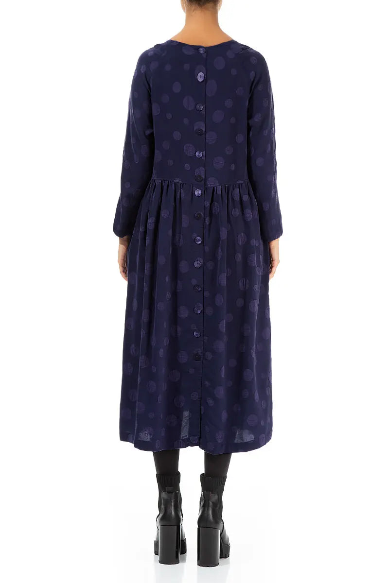 Buttoned Back Bubble Royal Purple Silk Cotton Dress