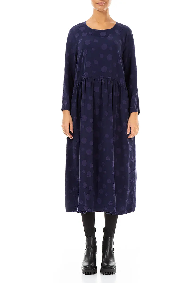 Buttoned Back Bubble Royal Purple Silk Cotton Dress