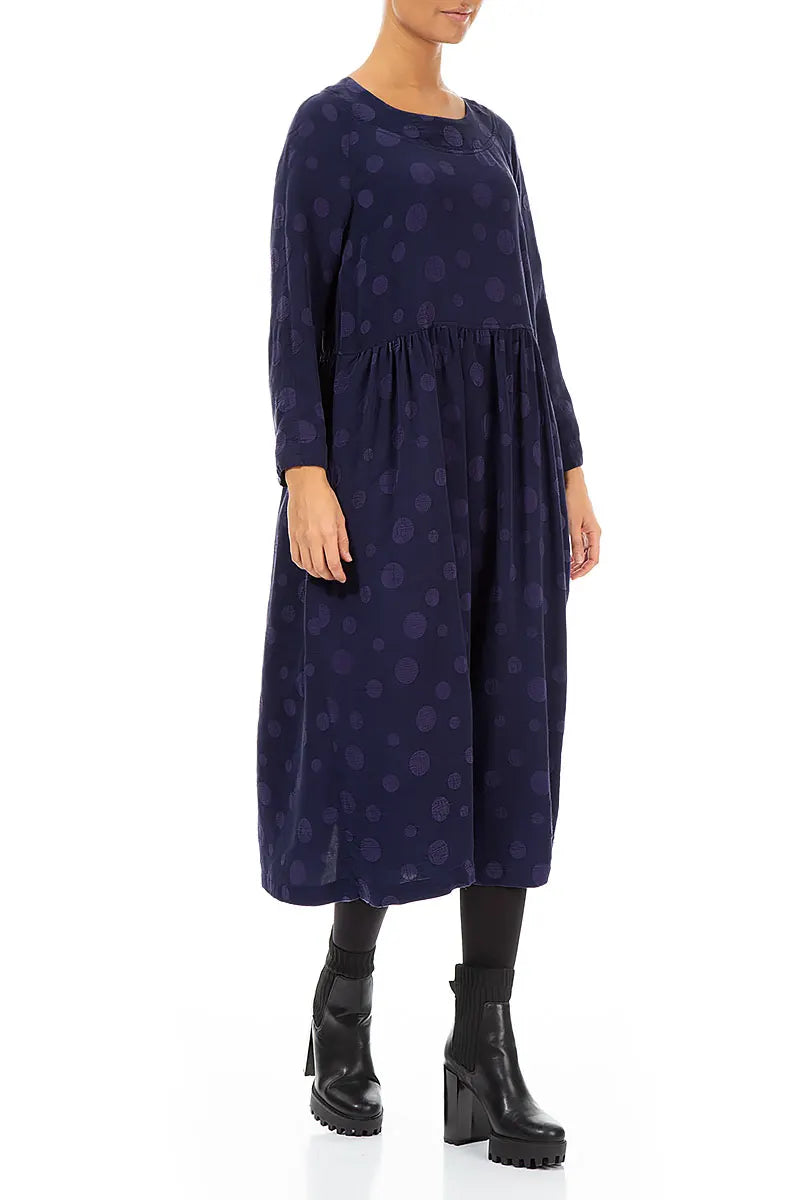 Buttoned Back Bubble Royal Purple Silk Cotton Dress