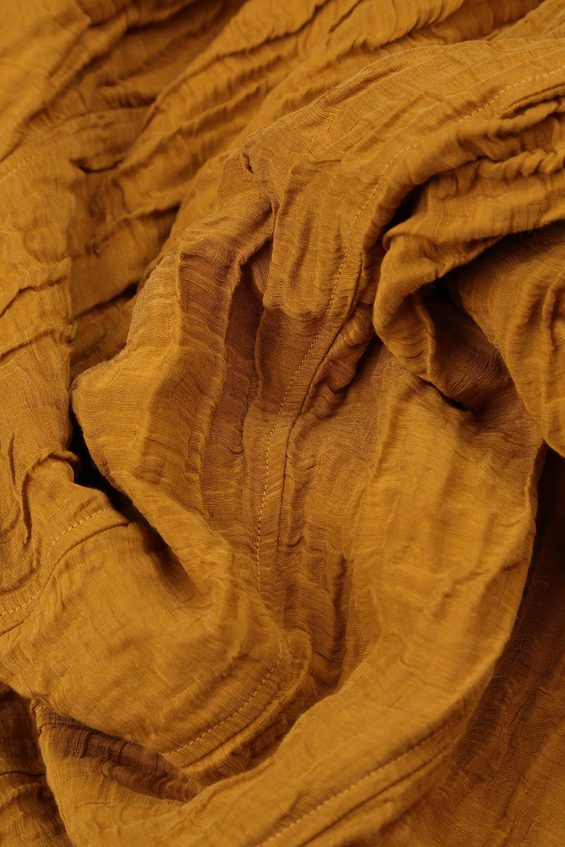 Buttoned Back Crinkled Honey Silk Linen Dress 6