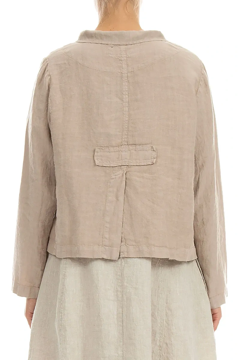 Buttoned Beige Linen Jacket 2