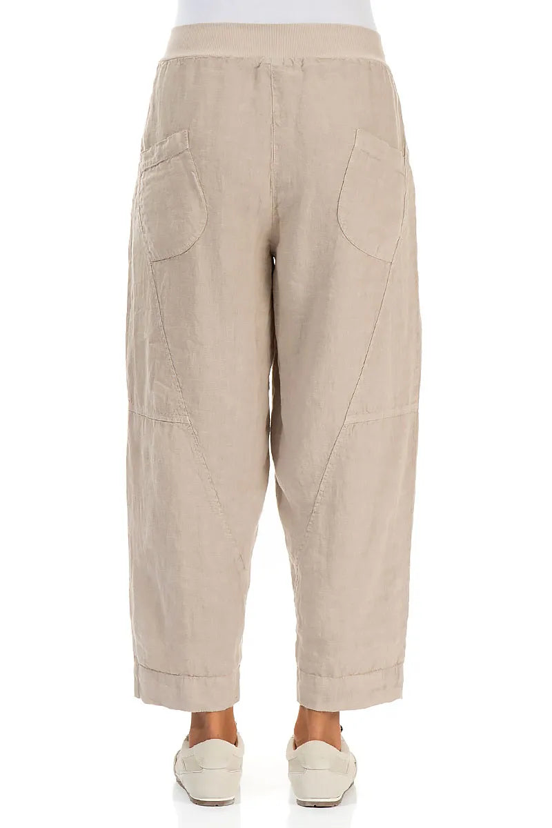 Buttoned Beige Linen Trousers 2