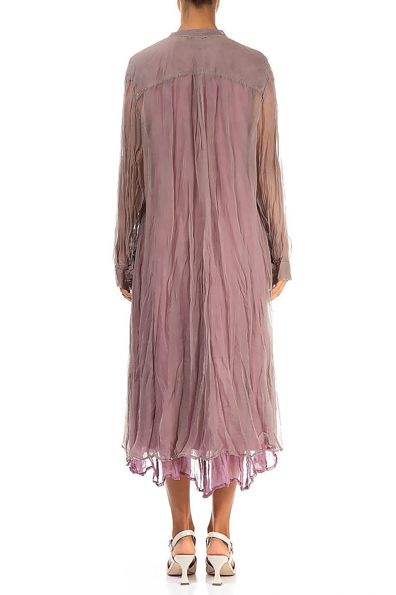 Buttoned Beige Silk Chiffon Jacket