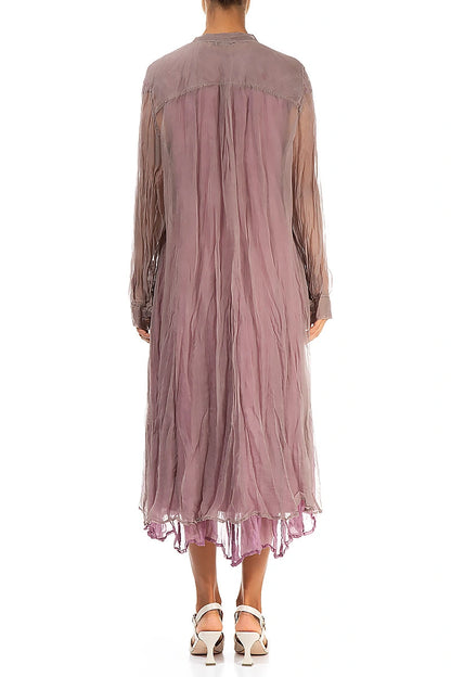 Buttoned Beige Silk Chiffon Jacket