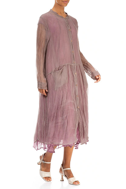 Buttoned Beige Silk Chiffon Jacket