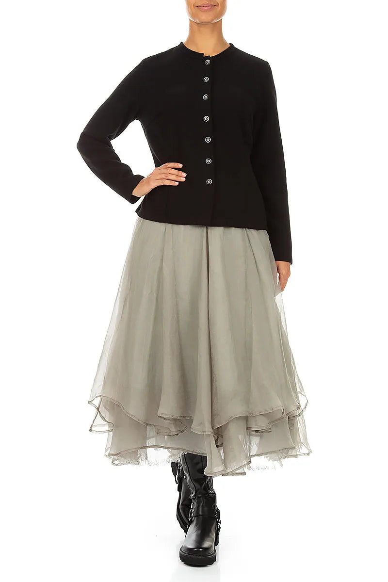 Buttoned Black Cotton Jersey Jacket 4