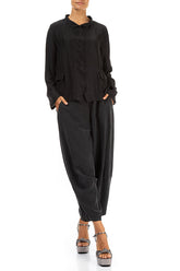 Buttoned Black Pure Silk Jacket 4
