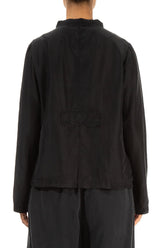 Buttoned Black Pure Silk Jacket 2