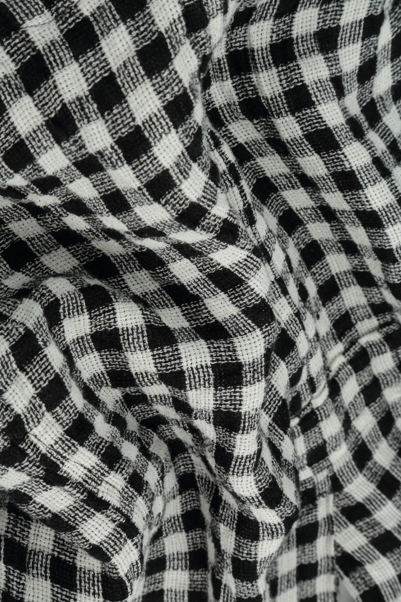 Buttoned Black &amp; White Check Linen Dress 5