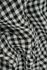 Buttoned Black & White Check Linen Dress 5