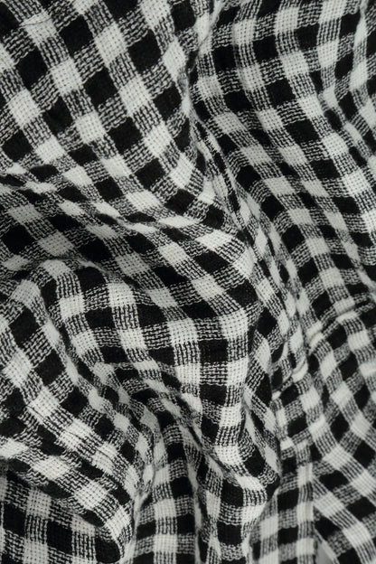 Buttoned Black &amp; White Check Linen Dress 5