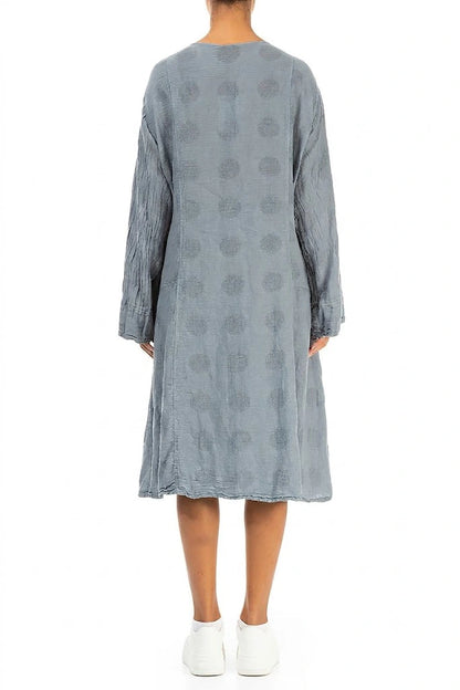 Buttoned Bubble Pattern Sky Grey Linen Jacket 2