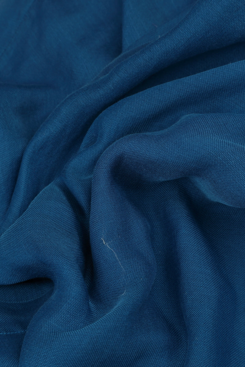 Veste en soie et coton bleu cobalt boutonnée