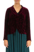 Buttoned Devoré Feather Magenta Silk Velvet Jacket 1