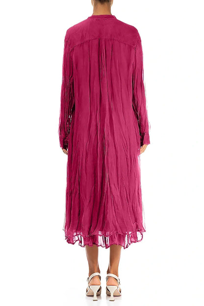 Buttoned Fuchsia Silk Chiffon Jacket 2