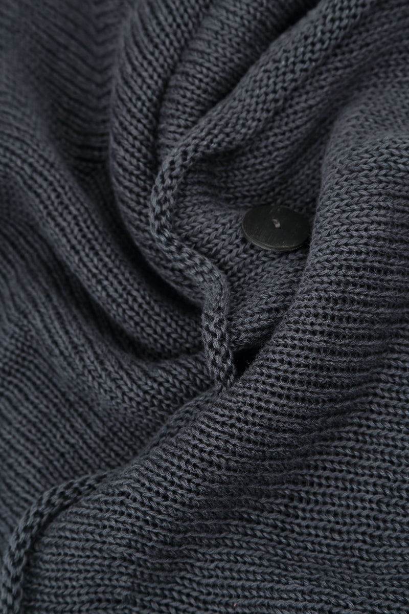 Buttoned Graphite Linen Cardigan 5