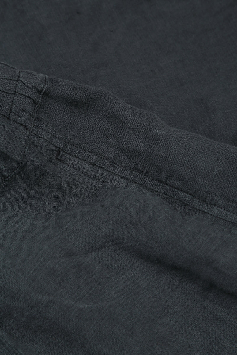 Buttoned Graphite Linen Trousers 5