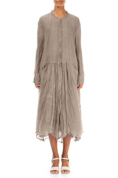 Buttoned Beige Silk Chiffon Jacket 1